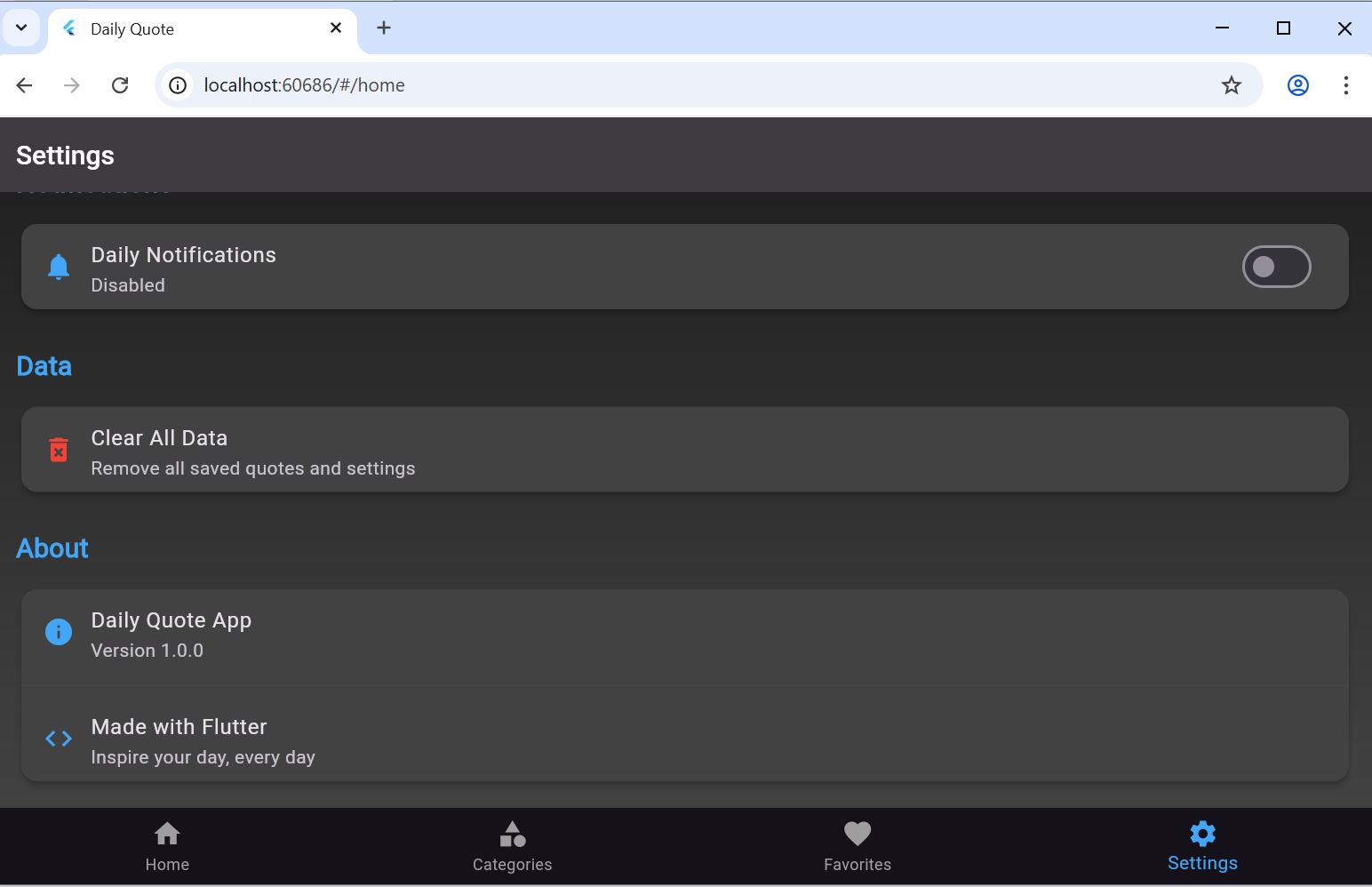 Daily Quote App Result