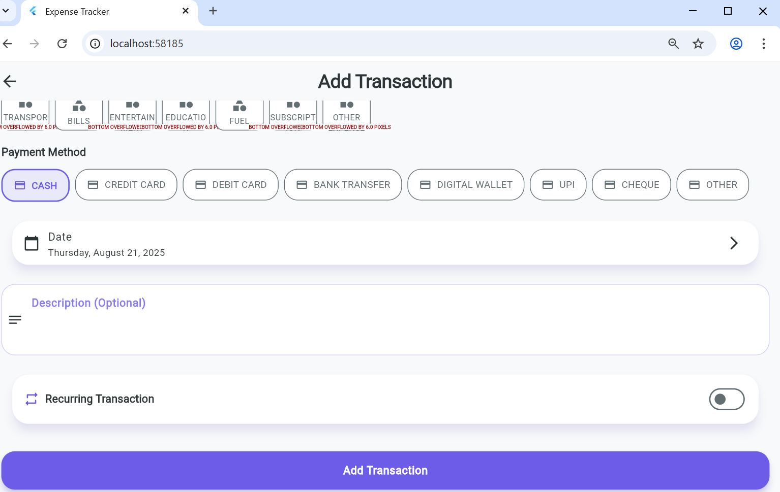 Expense Tracker Screen 2