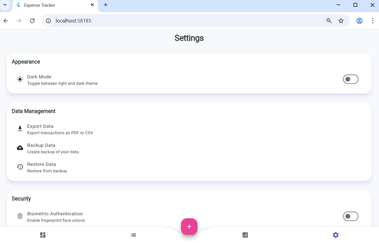 Expense Tracker App Result