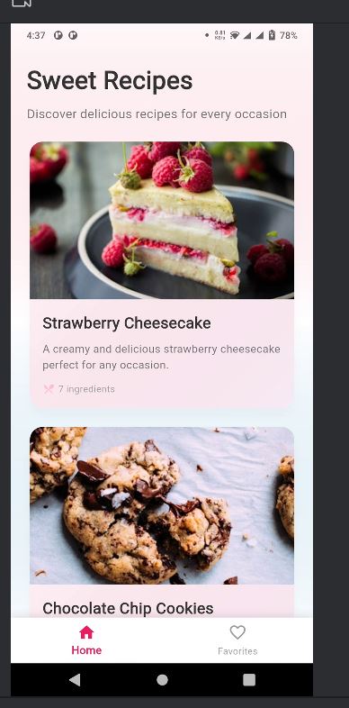 Sweet Recipes App Hero Banner
